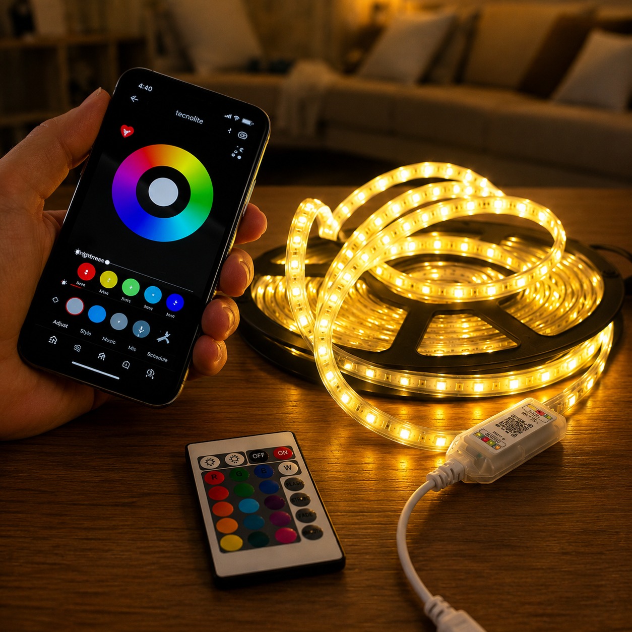 Tira de luz led 10 metros con control remoto y app - Imagen 3