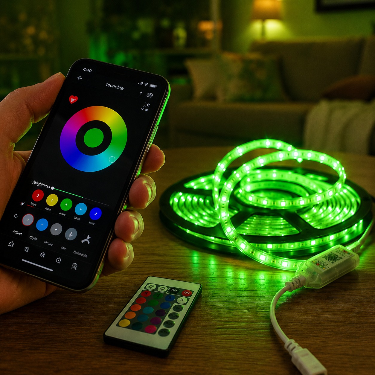 Tira de luz led 10 metros con control remoto y app - Imagen 4