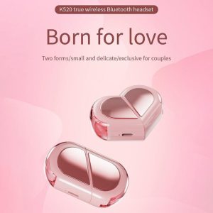Audífonos bluetooth K-520, powerbank en forma de corazón