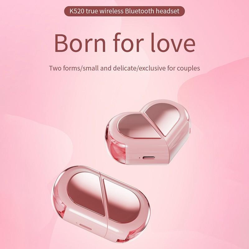Audífonos bluetooth K-520, powerbank en forma de corazón