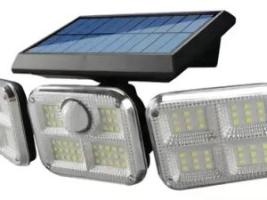 Lámpara triple, luz led solar.