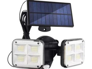 Lámpara para exterior doble, luz con panel solar.