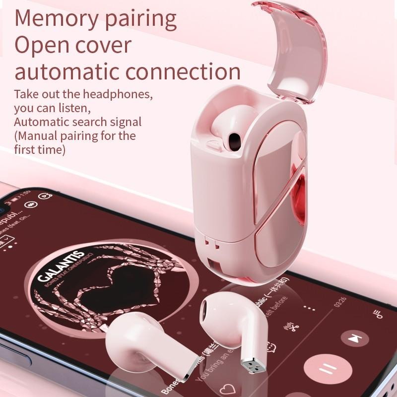Audífonos bluetooth K-520, powerbank en forma de corazón - Imagen 2