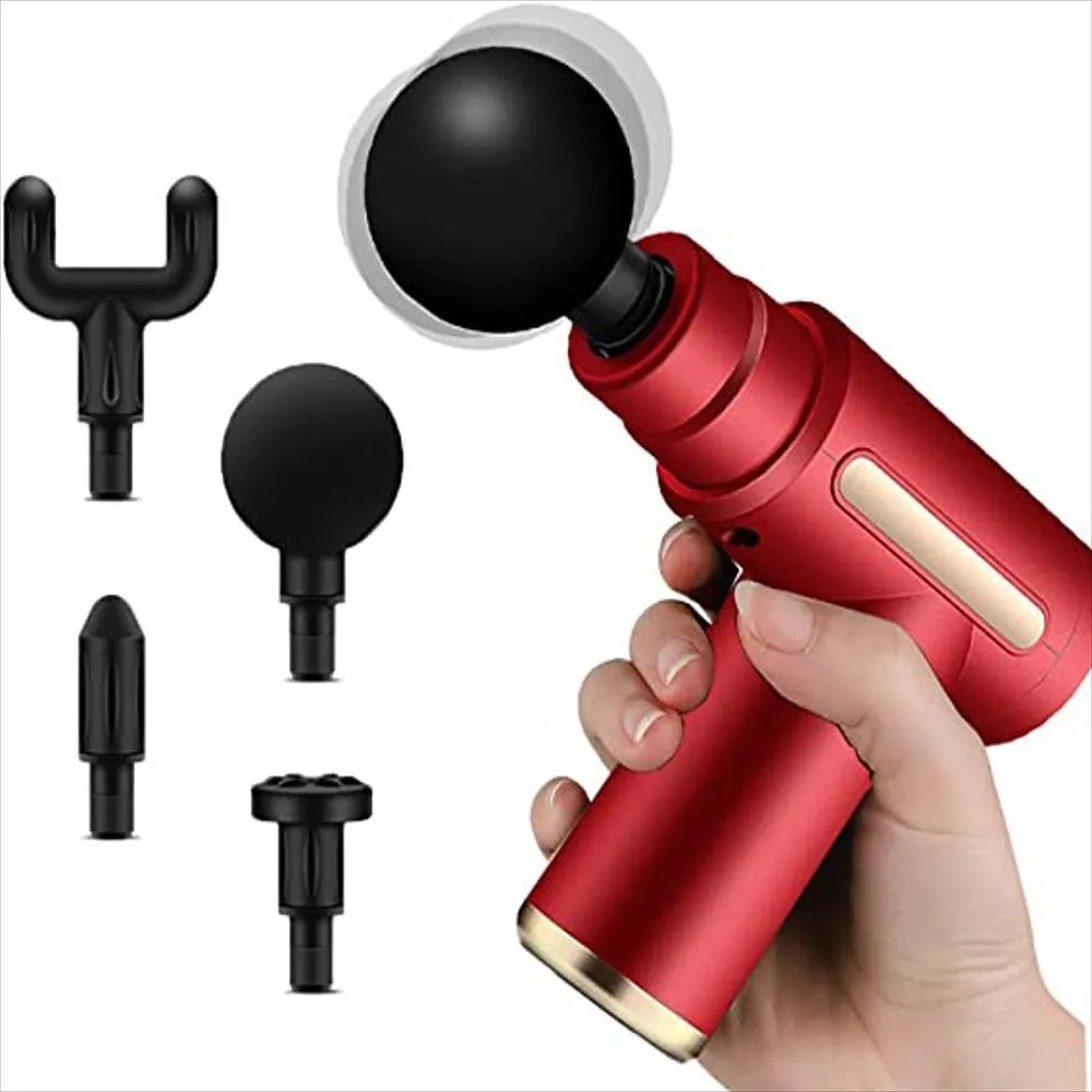 Masajeador Eléctrico Recargable Tipo Pistola con 4 Cabezales - Imagen 2
