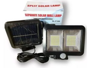 Lámpara de exterior con panel solar cableado.