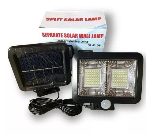 Lámpara de exterior con panel solar cableado.