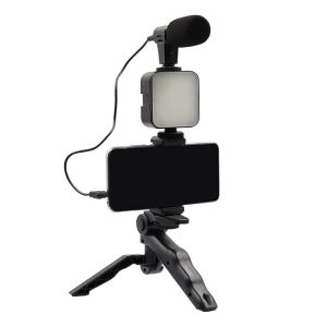Kit para crear videos. Trípode, micrófono, control bluetooth, flash led.