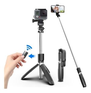 Palo de selfie y trípode con control bluetooth